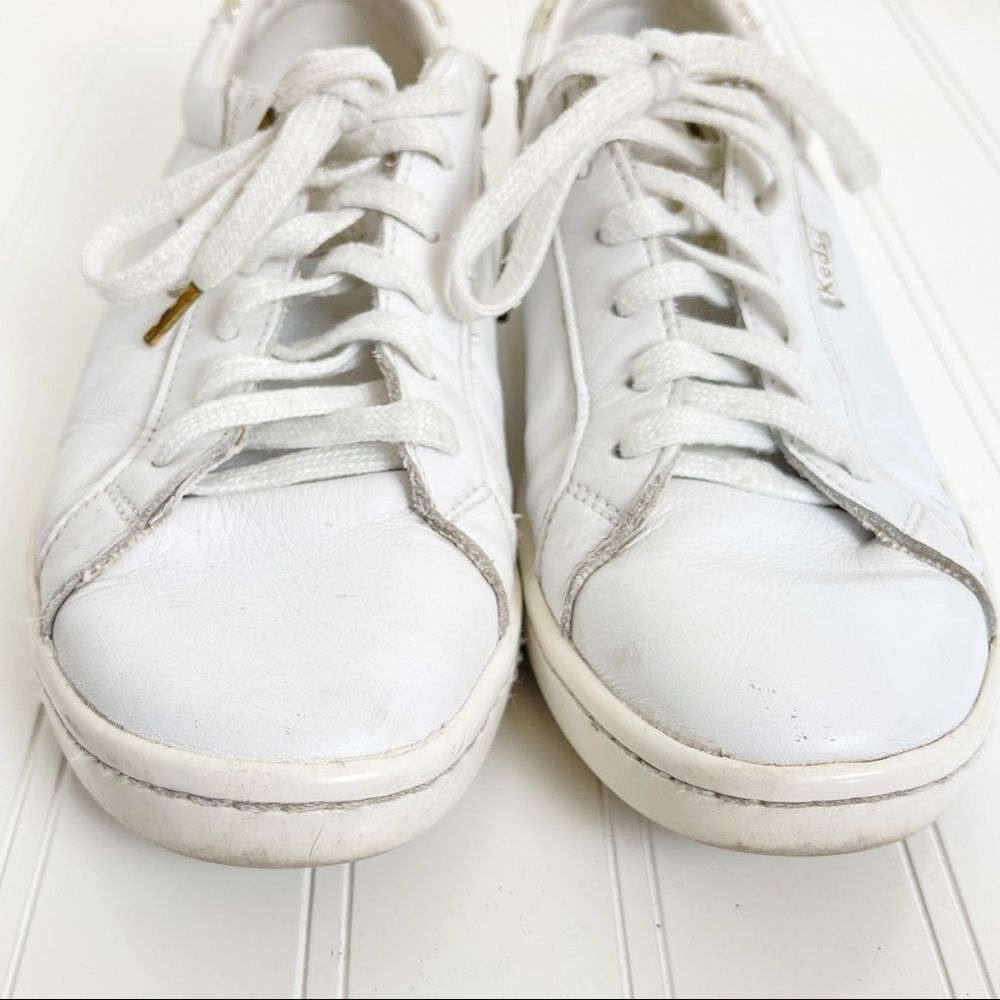 kate spade White Leather Sneakers with Gold Heel Detail - Picture 2 of 10